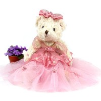 Key Chain - 12 PCS- Wedding Dress Teddy Bear - Pink -KC-Z20113PK